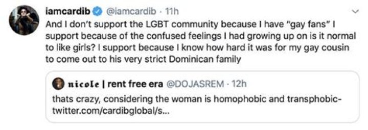 Cardi B slams homophobia accusations after coming out as bisexual
