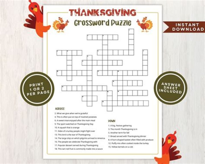 Daddy turkey Crossword Clue Puzzle Answer With 3 letters